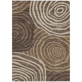 8' X 10' Brown And Taupe Abstract Washable Indoor Outdoor Area Rug