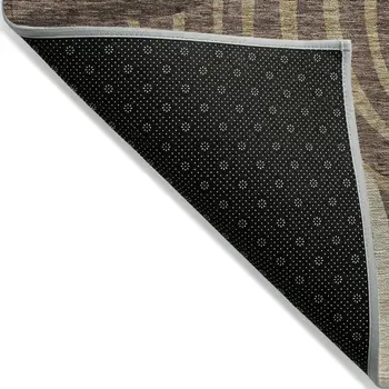 8' X 10' Brown And Taupe Abstract Washable Indoor Outdoor Area Rug