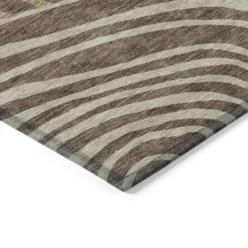 8' X 10' Brown And Taupe Abstract Washable Indoor Outdoor Area Rug