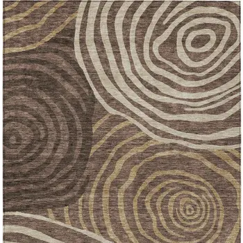 8' X 10' Brown And Taupe Abstract Washable Indoor Outdoor Area Rug