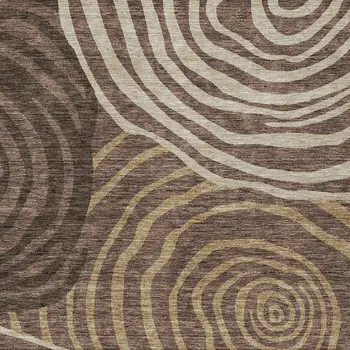 9' X 12' Brown And Taupe Abstract Washable Indoor Outdoor Area Rug