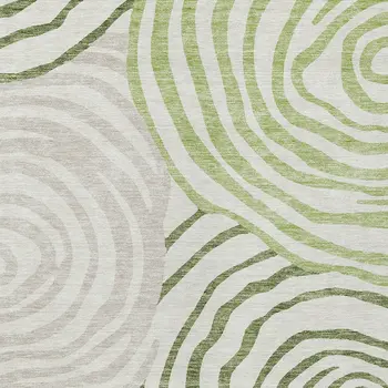 3' X 5' Artichoke Green And Fern Green Abstract Washable Indoor Outdoor Area Rug