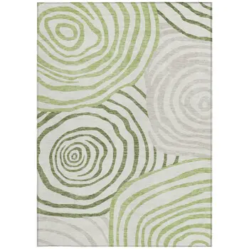 8' X 10' Artichoke Green And Fern Green Abstract Washable Indoor Outdoor Area Rug