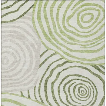 8' X 10' Artichoke Green And Fern Green Abstract Washable Indoor Outdoor Area Rug