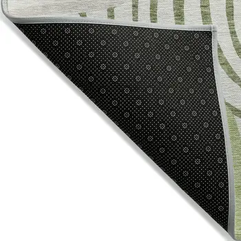 9' X 12' Artichoke Green And Fern Green Abstract Washable Indoor Outdoor Area Rug