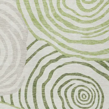 9' X 12' Artichoke Green And Fern Green Abstract Washable Indoor Outdoor Area Rug