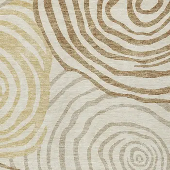 3' X 5' Gold Ivory And Beige Abstract Washable Indoor Outdoor Area Rug