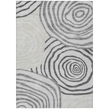3' X 5' Gray Charcoal And Silver Abstract Washable Indoor Outdoor Area Rug