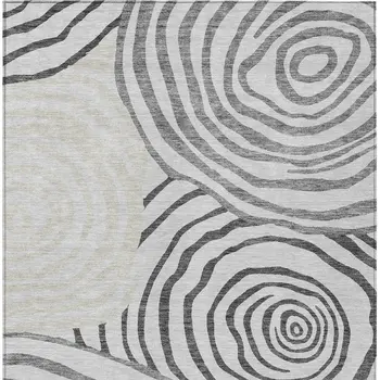 5' X 8' Gray Charcoal And Silver Abstract Washable Indoor Outdoor Area Rug