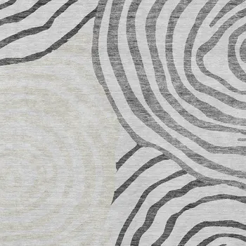 5' X 8' Gray Charcoal And Silver Abstract Washable Indoor Outdoor Area Rug
