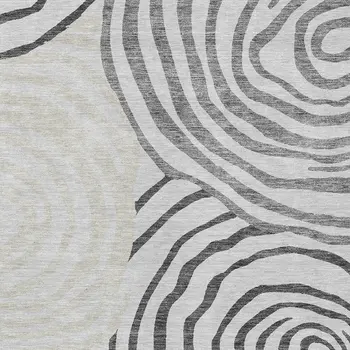 9' X 12' Gray Charcoal And Silver Abstract Washable Indoor Outdoor Area Rug