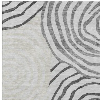 10' X 14' Gray Charcoal And Silver Abstract Washable Indoor Outdoor Area Rug