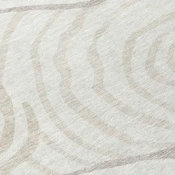 8' Ivory Beige And Khaki Round Abstract Washable Indoor Outdoor Area Rug