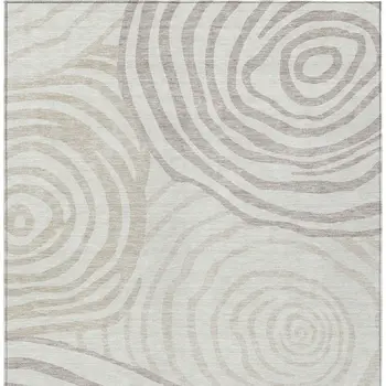 9' X 12' Ivory Beige And Khaki Abstract Washable Indoor Outdoor Area Rug