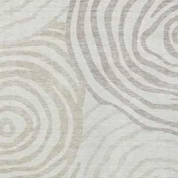 9' X 12' Ivory Beige And Khaki Abstract Washable Indoor Outdoor Area Rug