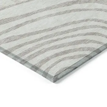10' X 14' Ivory Beige And Khaki Abstract Washable Indoor Outdoor Area Rug