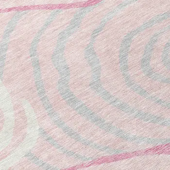 9' X 12' Pink Ivory And Gray Abstract Washable Indoor Outdoor Area Rug