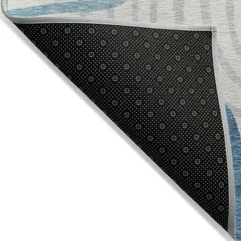 10' X 14' Teal Blue Ivory And Silver Abstract Washable Indoor Outdoor Area Rug