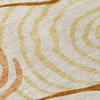 3' X 5' Terra Cotta Copper And Gold Abstract Washable Indoor Outdoor Area Rug