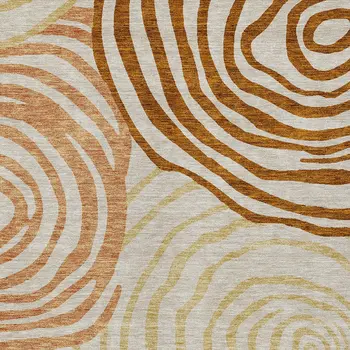 10' X 14' Terra Cotta Copper And Gold Abstract Washable Indoor Outdoor Area Rug