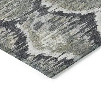 5' X 8' Charcoal Gray And Silver Abstract Washable Indoor Outdoor Area Rug
