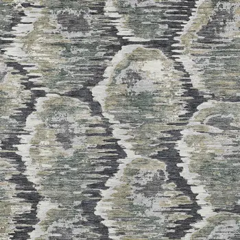 10' X 14' Charcoal Gray And Silver Abstract Washable Indoor Outdoor Area Rug