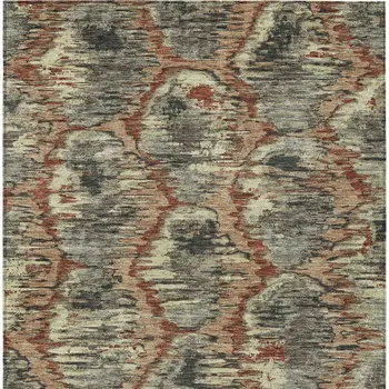 8' X 10' Copper Gray And Charcoal Abstract Washable Indoor Outdoor Area Rug