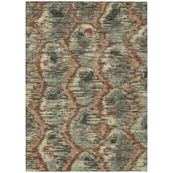 9' X 12' Copper Gray And Charcoal Abstract Washable Indoor Outdoor Area Rug