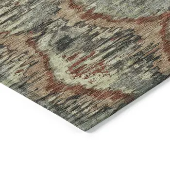 9' X 12' Copper Gray And Charcoal Abstract Washable Indoor Outdoor Area Rug