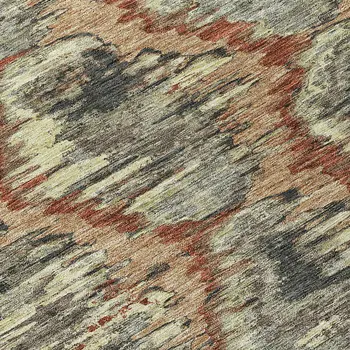 9' X 12' Copper Gray And Charcoal Abstract Washable Indoor Outdoor Area Rug