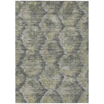 3' X 5' Gray Silver And Wheat Abstract Washable Indoor Outdoor Area Rug
