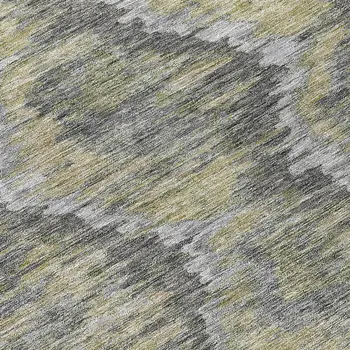 8' Gray Silver And Wheat Round Abstract Washable Indoor Outdoor Area Rug