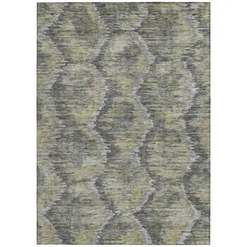 8' X 10' Gray Silver And Wheat Abstract Washable Indoor Outdoor Area Rug