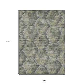 8' X 10' Gray Silver And Wheat Abstract Washable Indoor Outdoor Area Rug
