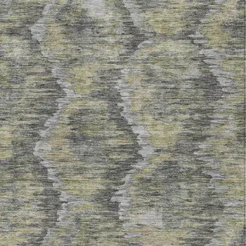 8' X 10' Gray Silver And Wheat Abstract Washable Indoor Outdoor Area Rug