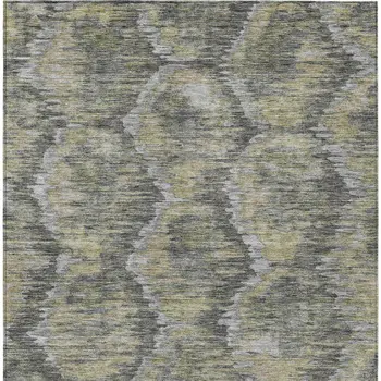 10' X 14' Gray Silver And Wheat Abstract Washable Indoor Outdoor Area Rug
