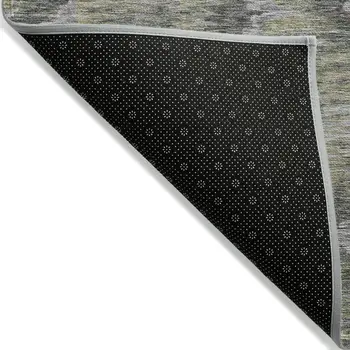 10' X 14' Gray Silver And Wheat Abstract Washable Indoor Outdoor Area Rug