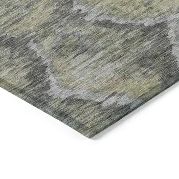 10' X 14' Gray Silver And Wheat Abstract Washable Indoor Outdoor Area Rug