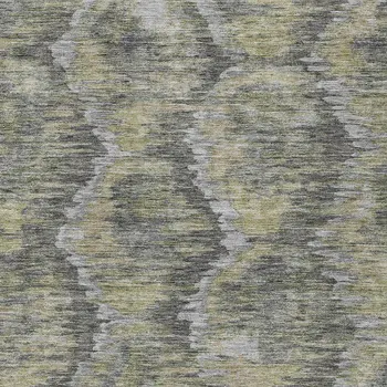10' X 14' Gray Silver And Wheat Abstract Washable Indoor Outdoor Area Rug