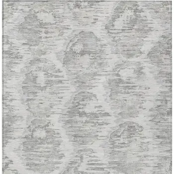 5' X 8' Ivory Silver And Taupe Abstract Washable Indoor Outdoor Area Rug
