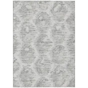 5' X 8' Ivory Silver And Taupe Abstract Washable Indoor Outdoor Area Rug