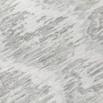 8' Ivory Silver And Taupe Round Abstract Washable Indoor Outdoor Area Rug