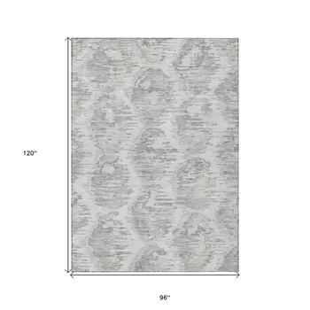 8' X 10' Ivory Silver And Taupe Abstract Washable Indoor Outdoor Area Rug