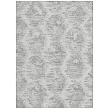 9' X 12' Ivory Silver And Taupe Abstract Washable Indoor Outdoor Area Rug
