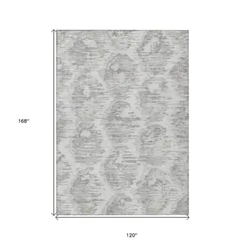 10' X 14' Ivory Silver And Taupe Abstract Washable Indoor Outdoor Area Rug