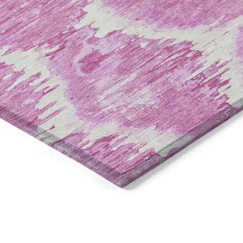 3' X 5' Pink Blush And Mauve Abstract Washable Indoor Outdoor Area Rug