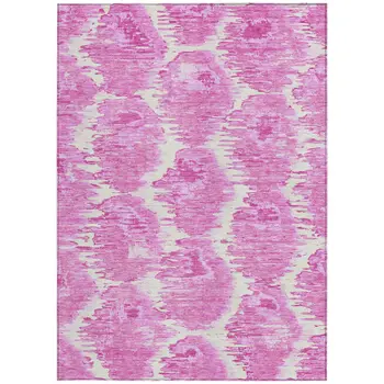 5' X 8' Pink Blush And Mauve Abstract Washable Indoor Outdoor Area Rug