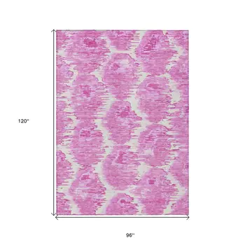 8' X 10' Pink Blush And Mauve Abstract Washable Indoor Outdoor Area Rug