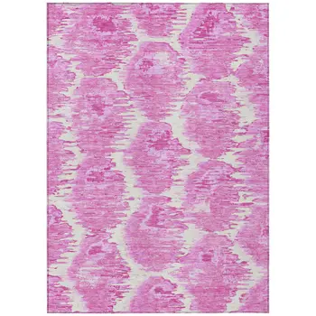 8' X 10' Pink Blush And Mauve Abstract Washable Indoor Outdoor Area Rug
