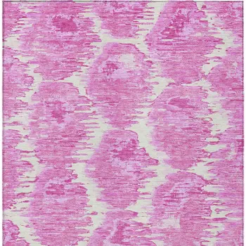 8' X 10' Pink Blush And Mauve Abstract Washable Indoor Outdoor Area Rug